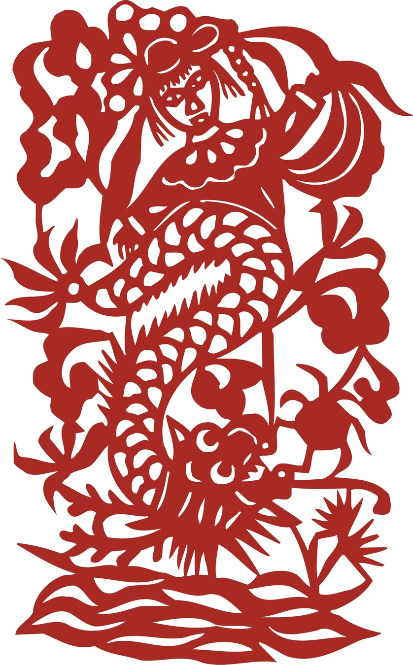 中国风中式传统喜庆民俗人物动物窗花剪纸插画边框AI矢量PNG素材【266】